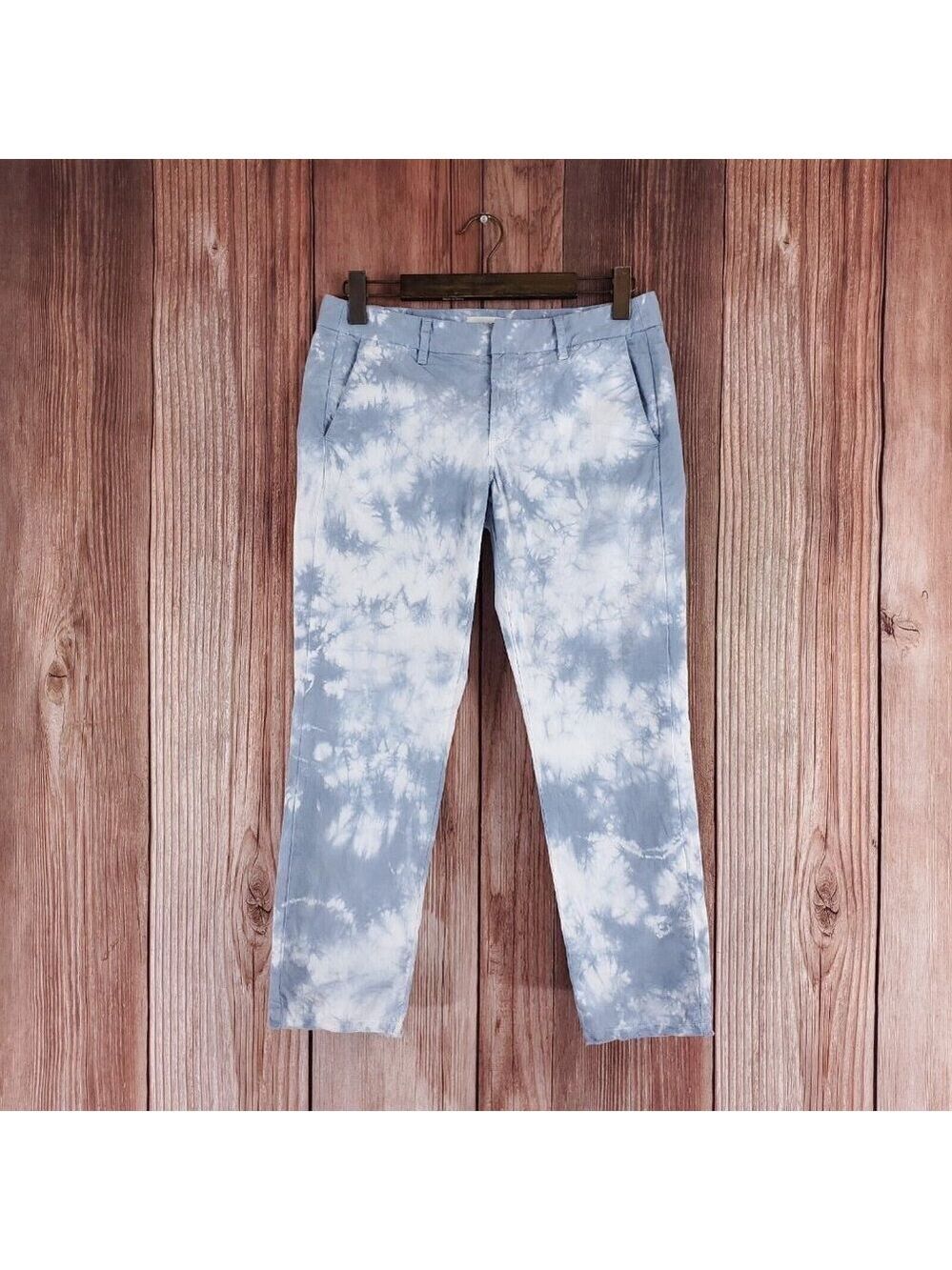 Nili Lotan Womens Size 4 Blue White Tie Dye East Hampton Straight Leg Pants USA